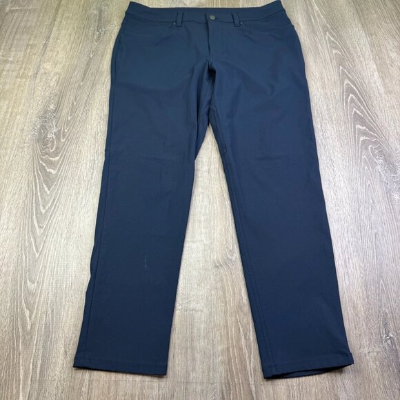 Lululemon Mens Navy Blue ABC Classic Fit 5-Pocket Warpstreme Chino Pants Size 34 - Picture 1 of 14